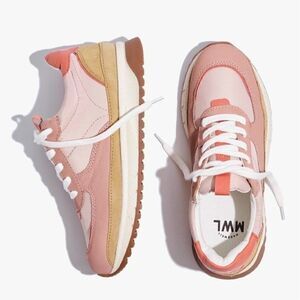 New! Madewell Kickoff Trainer Sneakers Leather Nylon Pink Nubuck Platform Shoes
